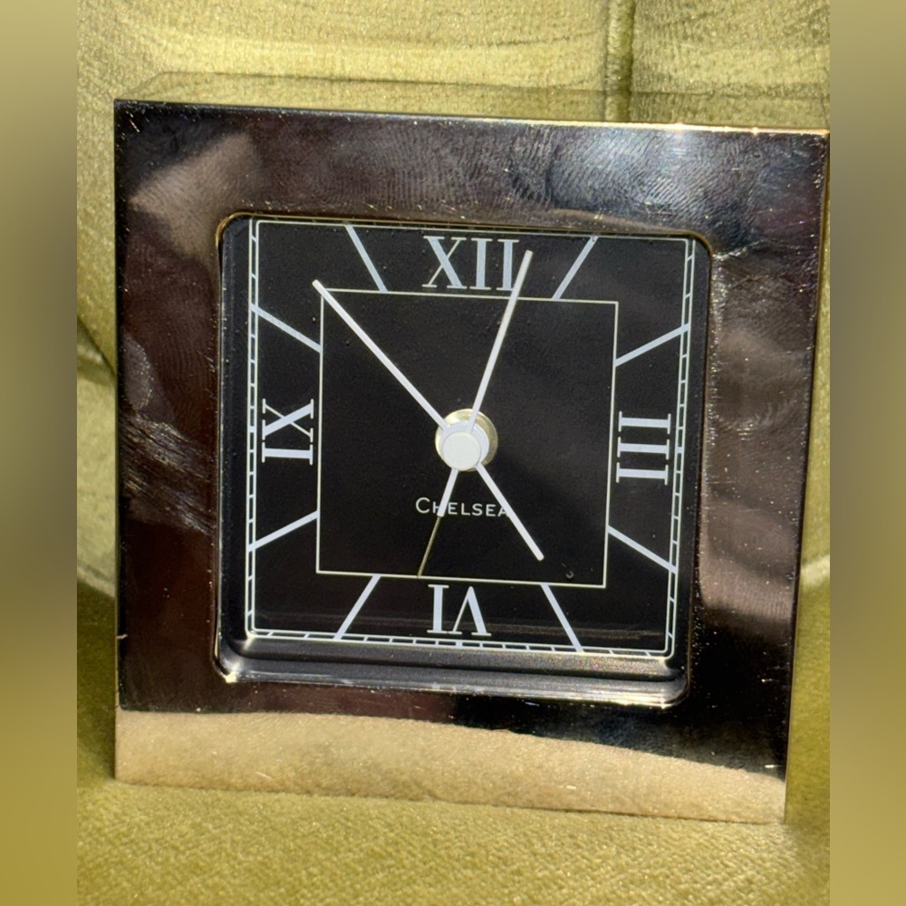 Chelsea Polished Nickle Art Deco Desk Alarm Clock German Quartz Movment 3"​